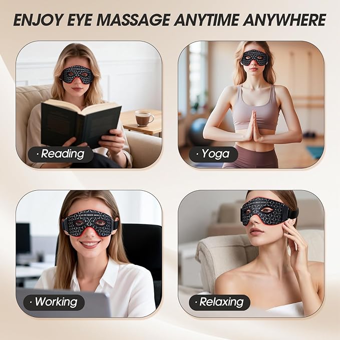 Red Light Therapy Eye Mask, Under Eye Red Light Mask,Good for Smoothing Puffiness Wrinkles Fine Lines,Suitable for Women and Man Effective Eyes Skin at Home or Trip