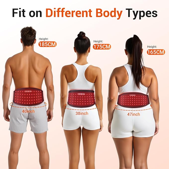 Comfytemp 5000mAh Portable Red Light Therapy Belt for Body, Wearable Near Infrared Light Therapy Wrap, 13W Light Wrap for Waist Belly Lower Back Joint Muscle, 50''x7''