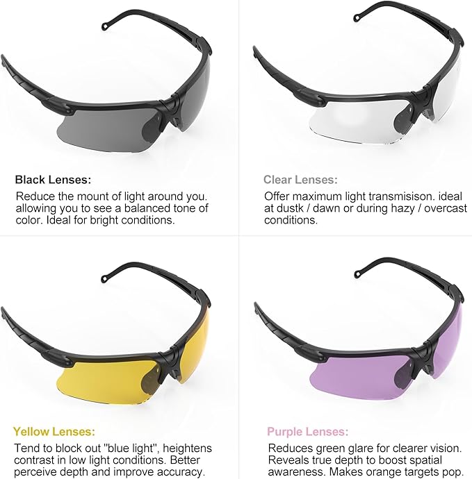 xaegistac Shooting Glasses with Case Anti Fog Hunting Safety Glasses for Adults