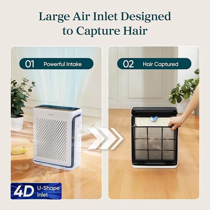 LEVOIT Air Purifier for Home Large Room Up to 1073Ft² with Air Quality Monitor, AHAM VERIFIDE, Smart WiFi, Washable Pre-Filter, HEPA Sleep Mode for Pets, Allergies, Dust, Pollen, Vital 100S-P, White
