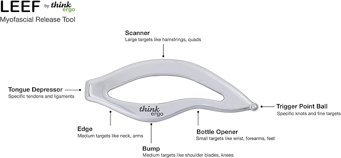 LEEF Myofascial Release Tool Stainless Steel. Ergonomic Instrument Assisted Soft-Tissue Mobilization IASTM, Gua Sha Scraping Massage