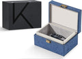 KK6M-BL Faraday Key Fob Protector Box, RFID Signal Blocking Shielding Box for Car Keys, Anti-Theft Vintage Faraday Cage with High-Grade Protein Leather, Blue - Size: M