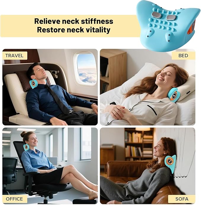 Multifunctional Neck Massager Relieves Neck Fatigue, 6 Massage Intensity Levels and Heating Functionality, an Ideal Gift for Family and Friends