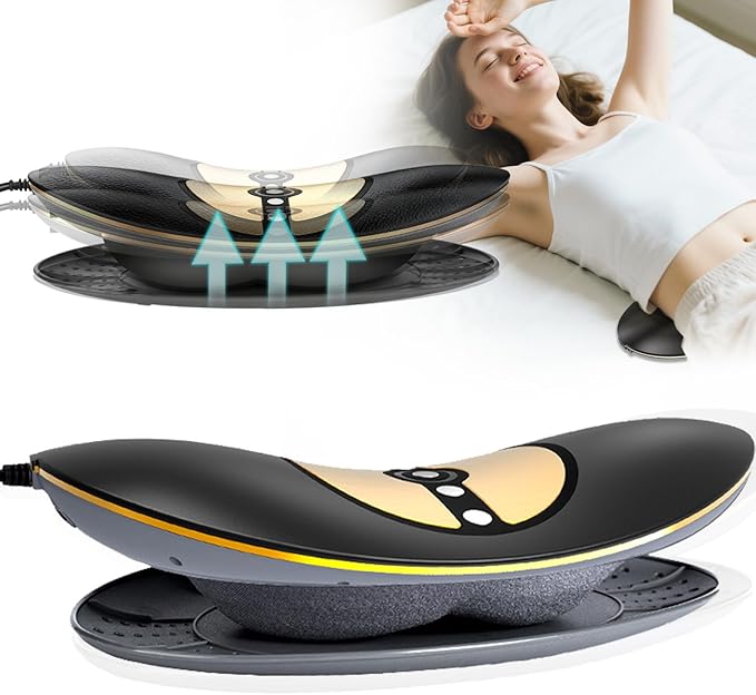 Lumbar Traction Device, Electric Lower Back Stretcher Device with Dynamic Airbag, 3 Level Vibration Massage, Adjustable Temperature from 113 to 131℉ (45 to 55℃), Easy to Use