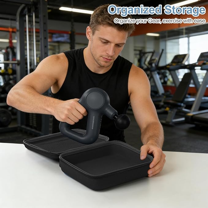 Massage Gun Hard Case Compatible with TheraGun Relief Handheld Percussion Massage Gun, Portable Travel Case Storage Carrying Bag with Mesh Pocket for Cables and Other Accessories Black(Case Only)