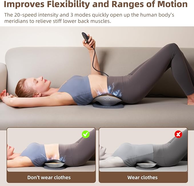 Electric Lumbar Traction Device, Multifunctional Back Traction Device with Dynamic Airbag Traction, 20-Level Electrotherapy, 3-Level Vibration Massage and Thermal Therapy from 113 to 131℉