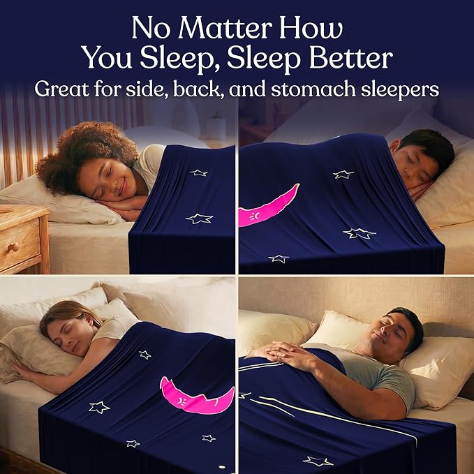 Deep Pressure Sensory Bed Sheet – Queen Sensory Compression Sheet Breathable Sleep Pod Blanket for Better Sleep Support – Calming Compression Blankets for Kids and Adults Rocketship Design
