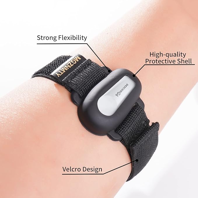MGZNMTY Armband for Dexcom G6 Adhesive Patches Waterproof Accessories, CGM Continuous Glucose Monitor System Transmitter Sensor Cover, 7" to 20" Adjustable Arm Band (Black)