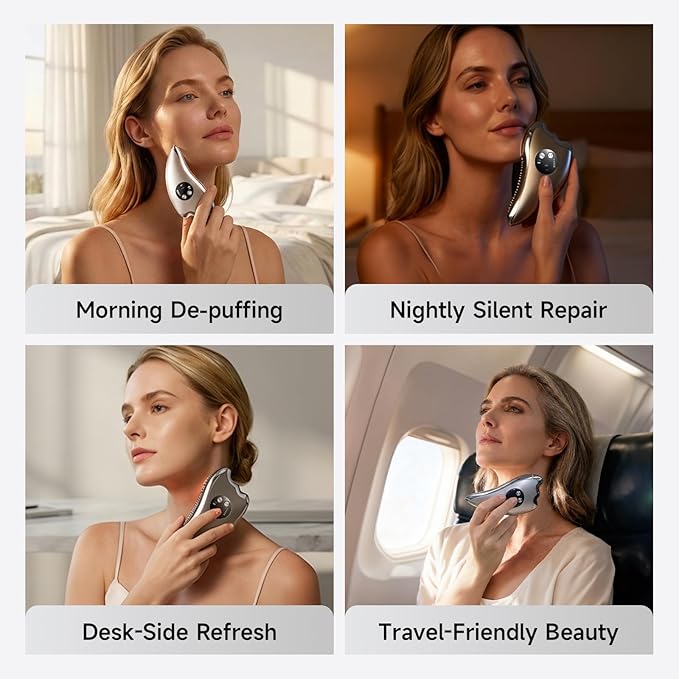 Electric Gua Sha with Microcurrent & Heated, 2-in-1 Dual-Sided face sculpting tool for Chin,Arms, Legs,No-Noise Gua sha Tool for Firming, Sculpting & Skincare