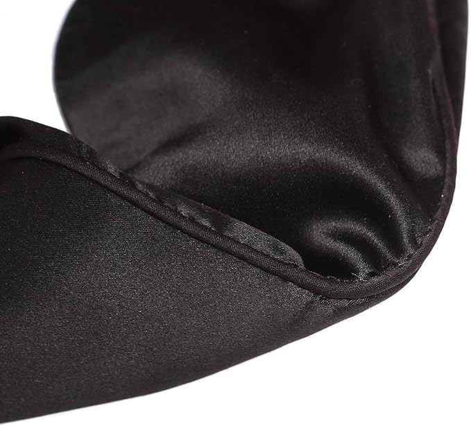 Mulberry Natural Silk Sleep Mask for Women & Men with Elastic Strap, Super Soft Sleeping Eye Mask, Size M, (Black)