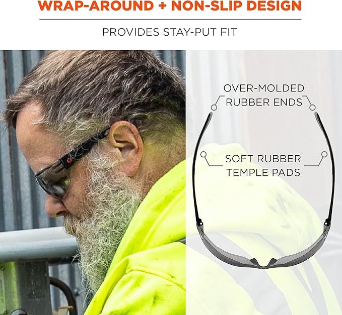 Ergodyne Skullerz VALI Frameless Safety Glasses, Lightweight, Anti Fog