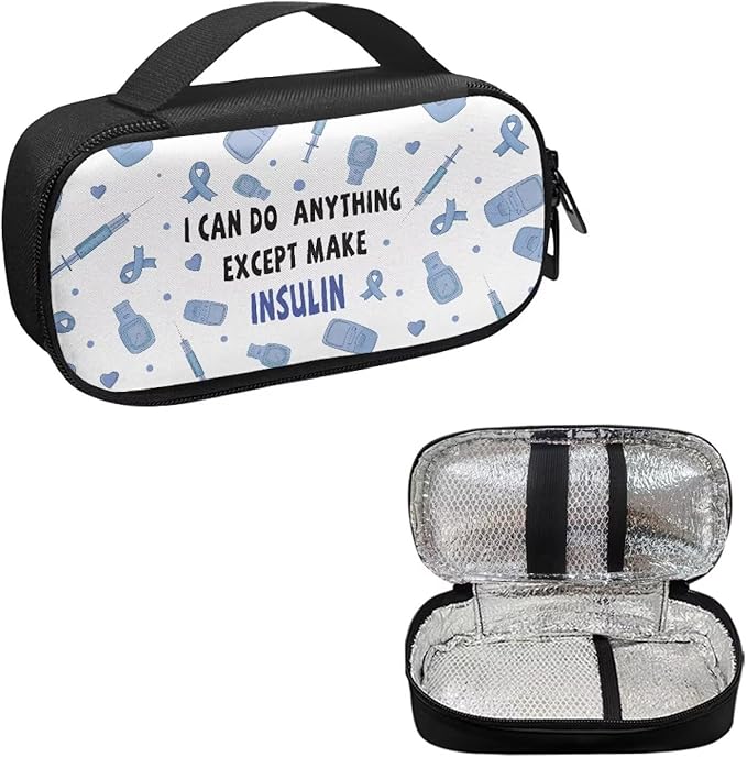 Rnyleeg White Insulin Cooler Travel Case Portable Diabetic Bags for Women Men Diabetic Supplies Storage for Home I Can Do Except Make Insulin