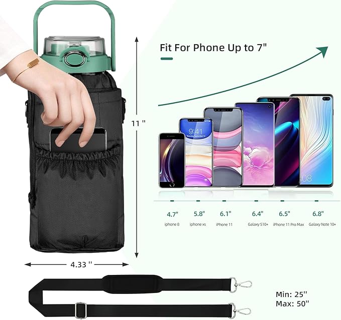 64oz Glass Water Bottle with Straw and Sleeve Half Gallon Motivational Water Bottle with Time Marke and Strap 2L Leakproof Borosilicate Reusable Water Jug for Gym Outdoors