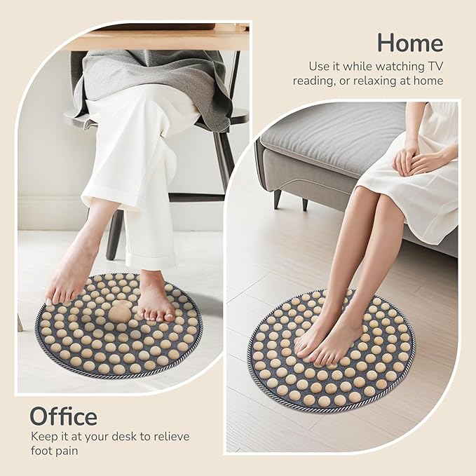 Wood Foot Acupressure Mat - Ergonomic Foot Massager Mat for Feet Relax, Wood Massage Tool -Foldable Pressure Point Pad
