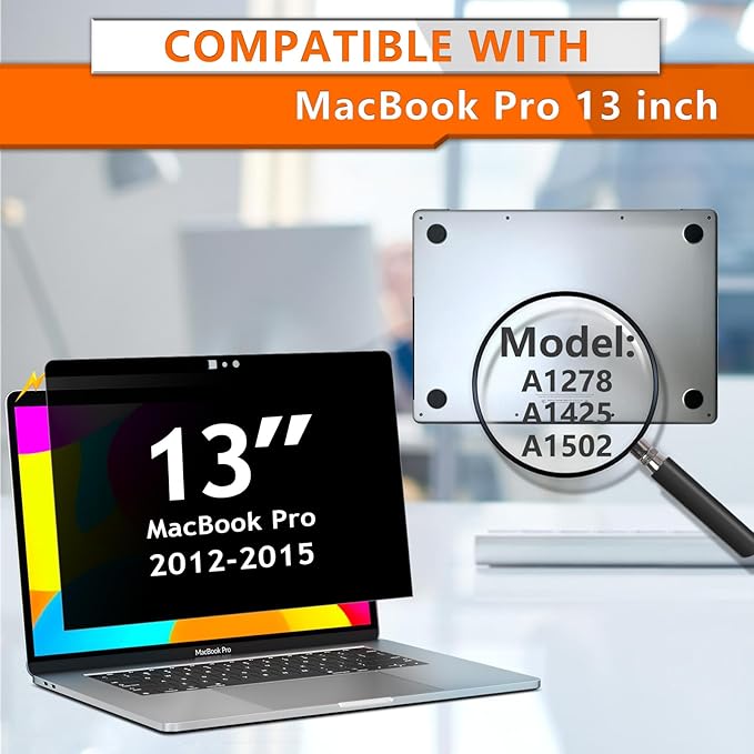 ZOEGAA Privacy Screen MacBook Pro 13 Inch (2012-2015), Magnetic Removable Anti Blue Light Filter Laptop Privacy Screen Protector with Camera Cover for MacBook 13'' Model (A1278, A1425, A1502)