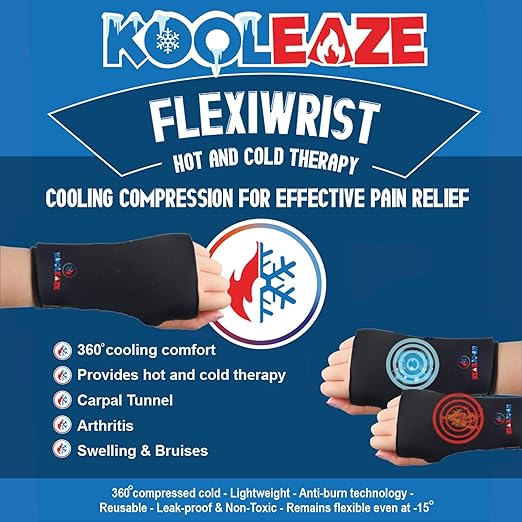 KOOLEAZE Reusable Gel Ice Pack Sleeves for Hot and Cold Therapy – Multipurpose Support | Pain Relief, Swelling Reduction, and Injury Recovery - Wrist