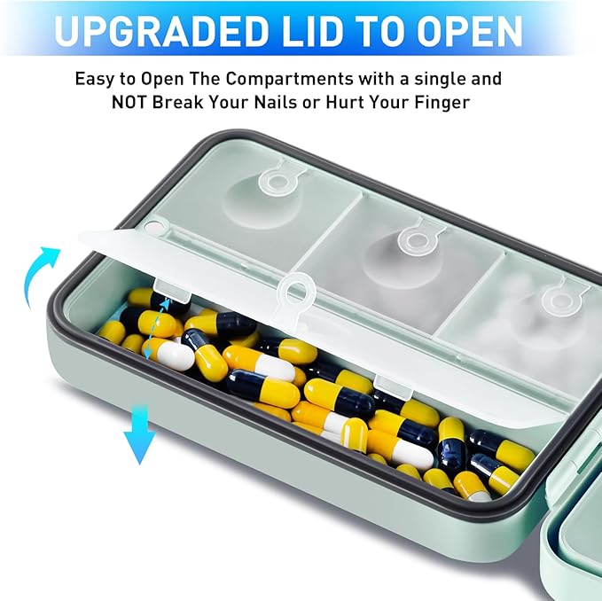 Travel Pill Organizer,Travel Pill Case Portable Pill Box for Travel Cute Pill Container Medicine Pill Organizer for Vitamin,Fish Oils,Supplements