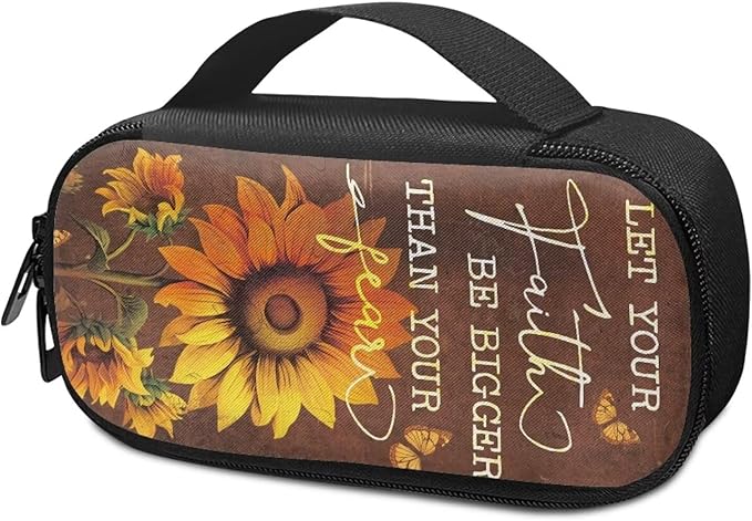 Fall Sunflower Diabetic Supplies Case, Carrying Organizer for Glucose Meter, Lancing Device, Blood Sugar Test Strips, Lancets, Insulin Pens, Alcohol Wipe and Other Diabetes Care Accessories