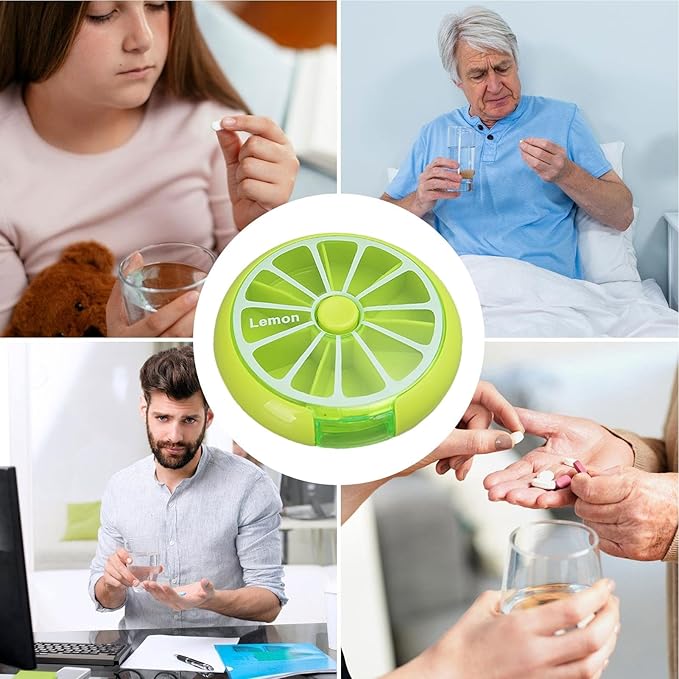 Weekly Pill Dispenser - Portable Round Pill Storage Box, Weekly Pill Case, Fruit-Shaped Design Storage Supplies for, Candy, Pills, and Other Items