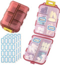 Travel Pill Organizer Portable Pocket Pill Case Small Pill Box for Purse Medicine Organizer Have 10 Compartments Storage Vitamin Fish Oil by INVODA (1PCS Red+Lables)