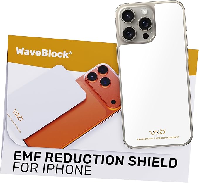 WAVEBLOCK EMF Blocker for Cell Phone - Made for iPhone 15/16 PRO MAX - The Only Patented, Real Scientifically Backed, Lab-Tested 5G-Shield Sticker to Protect You & Your Loved Ones - USA Made White