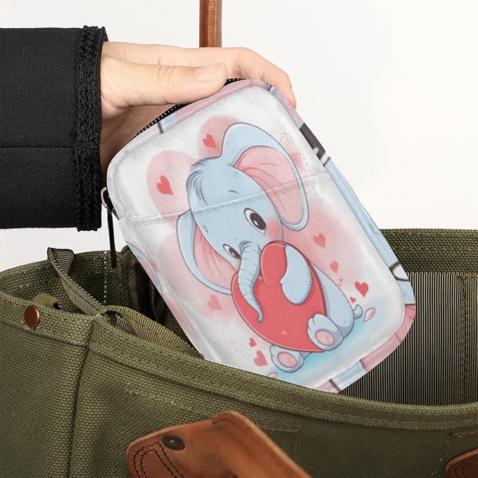 Elephant Printing Travel Pill Organizer Bag Portable Weekly Pill Box Travel Medicine Organizer 7 Day Pill Case with Zipper for Daily Travel Family Business