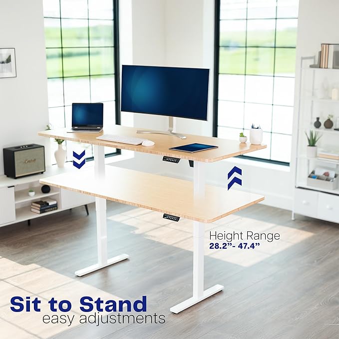 VIVO Electric Stand Up Desk Frame Workstation, Frame Only with 220 lbs Capacity, Brushless Motor Standing Height Adjustable Legs with Memory Controller, White, DESK-V100EWY