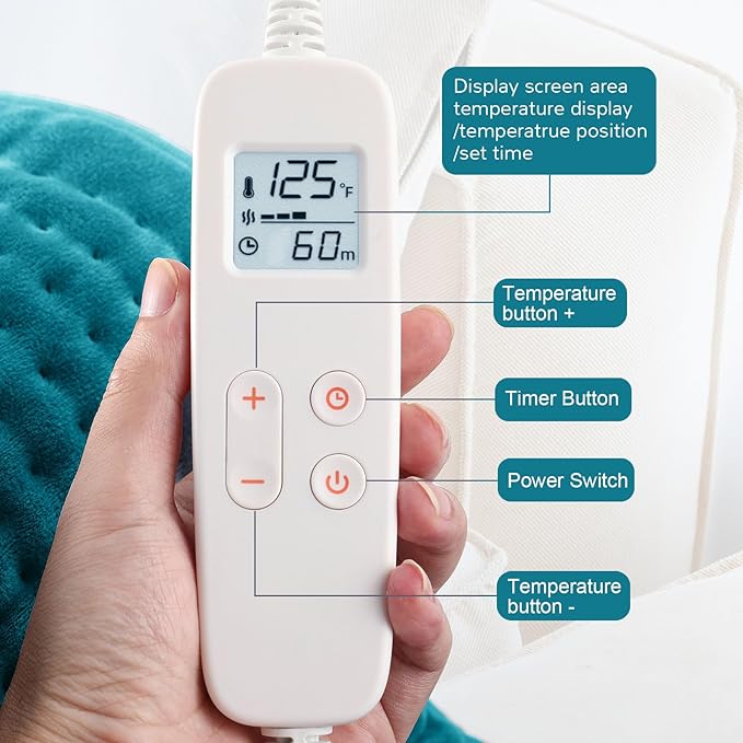 Electric Heating Pad for Back: VAAGHANM 33" x 17" Extra Large Heat Pad for Shoulder & Neck & Back - 6 Temperature Settings & Auto Shut-Off Timer