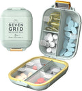 Weekly Pill Organizer 2-Layer 7 Compartments, Airtight Moisture-Proof Pill Box, Food-Grade Portable Travel Pill Case for Pills Capsules Tabs(Green)