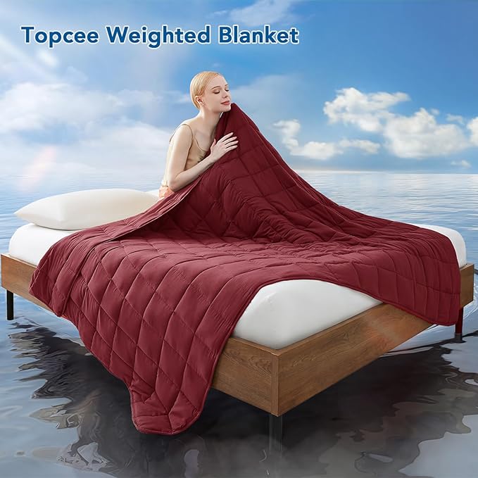 Topcee Weighted Blanket (20lbs 80"x87" King Size) Soft Cooling Heavy Blanket Sleeping, Apply to 190-210 lbs Body, Thick Breathable Blanket with Glass Bead, Easy Care