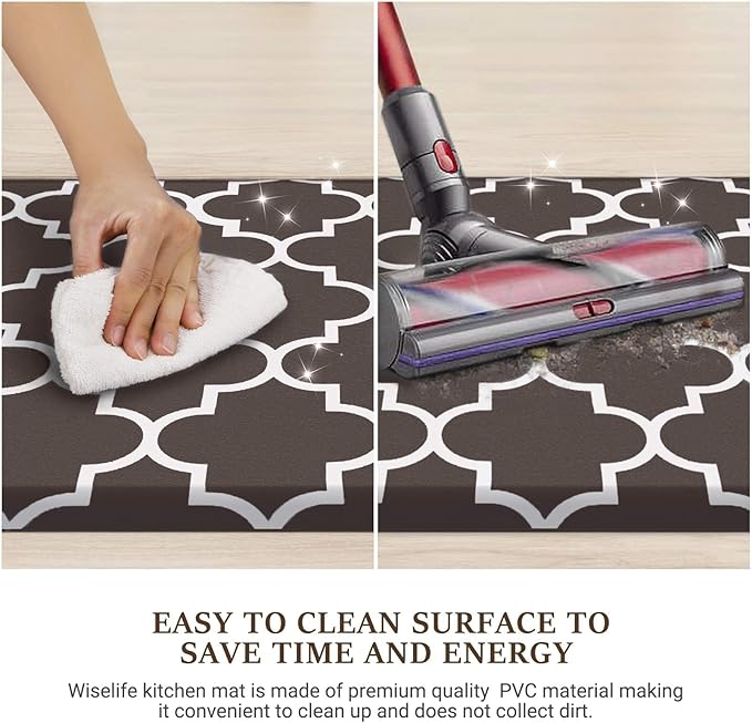 WISELIFE Anti Fatigue Floor Mat - 4/5 Inch Thick Kitchen Mat Non Slip Waterproof Heavy Duty Ergonomic Comfort Mat Durable for Home, Office, Sink, Laundry,(22" x 54", Chocolate)