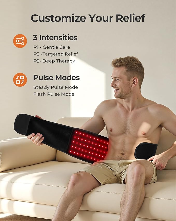 XASLA Red Light Therapy Belt, 660nm & 850nm Near Infrared Light Therapy for Body with Timer, 5000mAh Battery, Portable & Cordless, Red Light Therapy Wrap for Pain Relief, Improve Joint Inflammation
