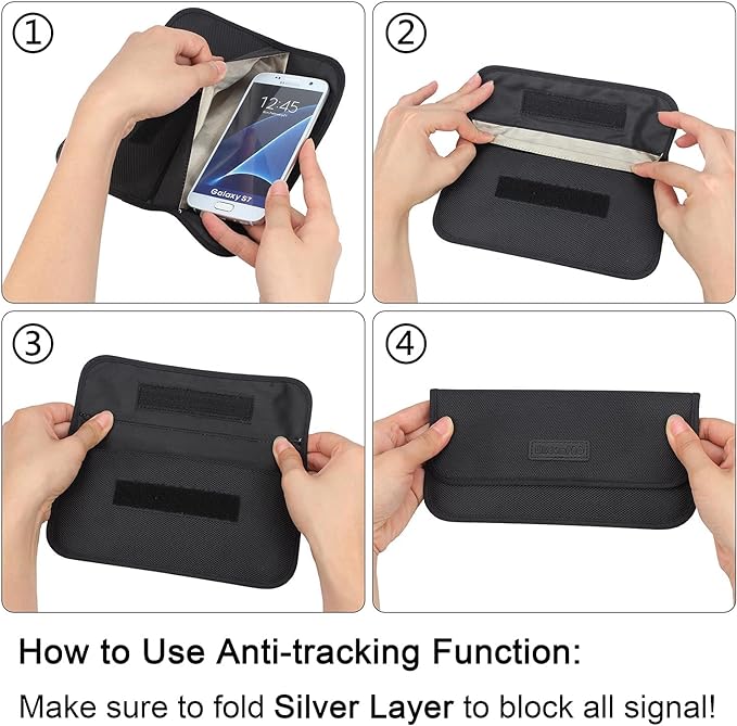 Wisdompro Faraday Bag, RFID Signal Blocking Bag Shielding Pouch Wallet Case for Cell Phone Privacy Protection and Car Key FOB