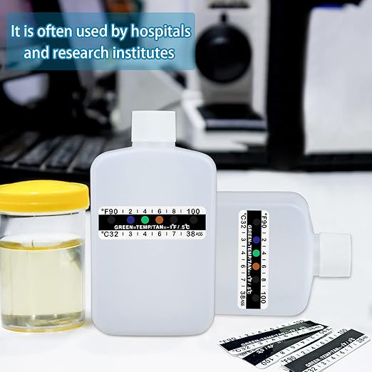 14 Pcs Urine Test Complete Kit Includes 2 Translucent Portable Travel Empty Bottles, 10 Adhesive Temperature Test Strips, Neoprene Bag and Hi-Stretch Hidden Leg Straps