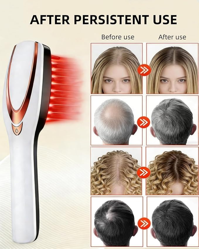 Red Light Hair Brush, Electric Scalp Massager Brush, Red Light Comb Devices for Hair Scalp Massage, Hair Massage Brush, Portable Hair Massage Comb with Soft Rubber for Men and Women