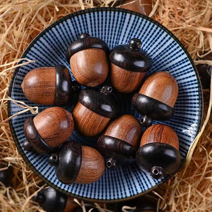 Solid Wood Weekly Pill Organizer,Wooden Nut Travel Pill Case,Solid Wood Medicine Pill Box,Mini Sandalwood Rescue Pill Case,Portable Tablets Storage Sealed Can for Outdoor