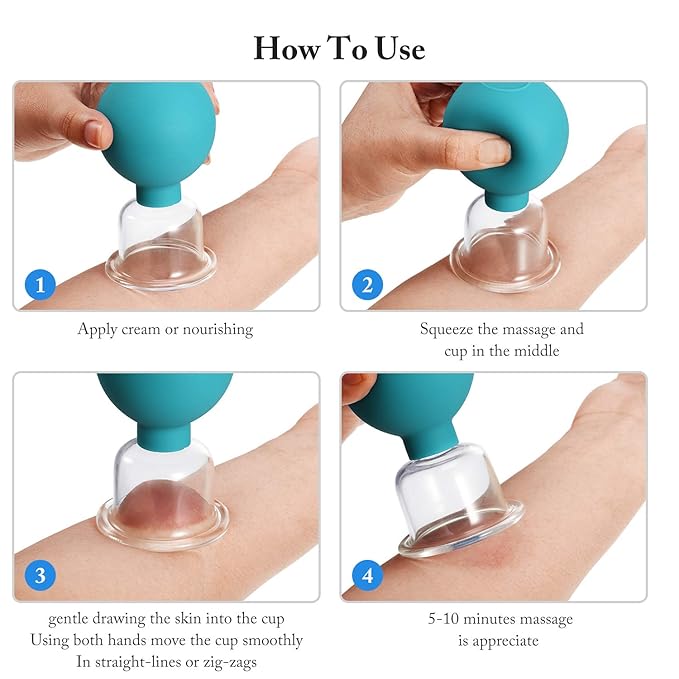 Nuanchu Facial Cupping Cup Glass Face Cup Silicone Cupping Massage Vacuum Suction Mug for Body Face Leg Arm Back Shoulder Muscle and Joint(Green,0.65 Inch Diameter)