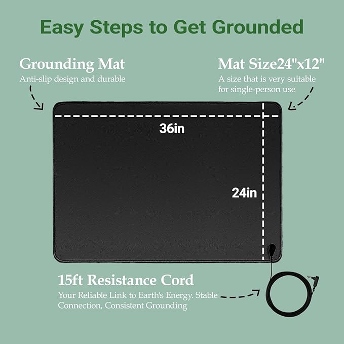 Grounding Mat Kit 35.4 x 23.6 Inches, Grounding Mat for Sleep, Energy, Pain Relief, Inflammation, Balance, Wellness.