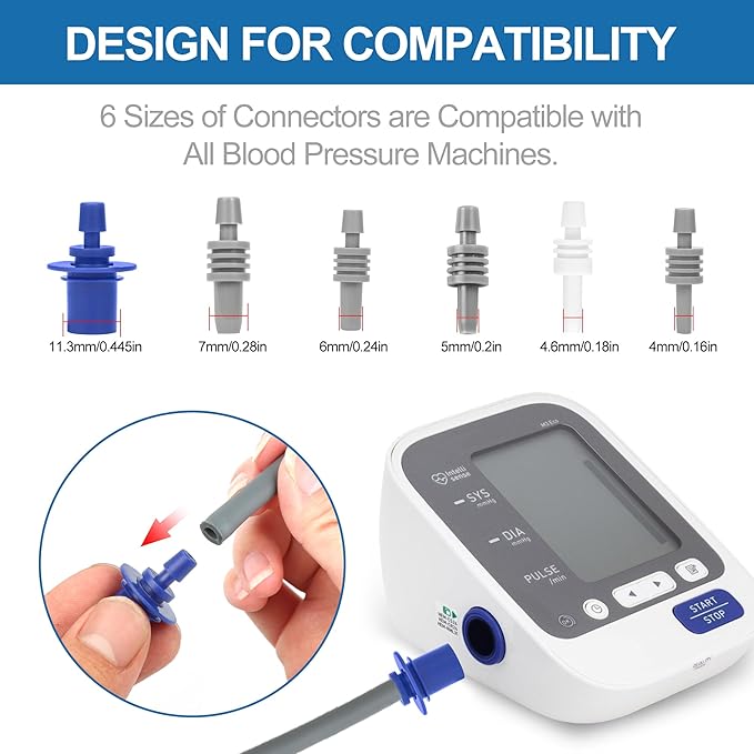 Full-Size Blood Pressure Replacement Cuffs - 5.9-9.5 & 9-21 Inches, Fit Small Medium Large XL XLarge Extra Large Big Arms, 6 Sizes of Connectors Compatible with Omron or Other Brands (Cuffs Only)