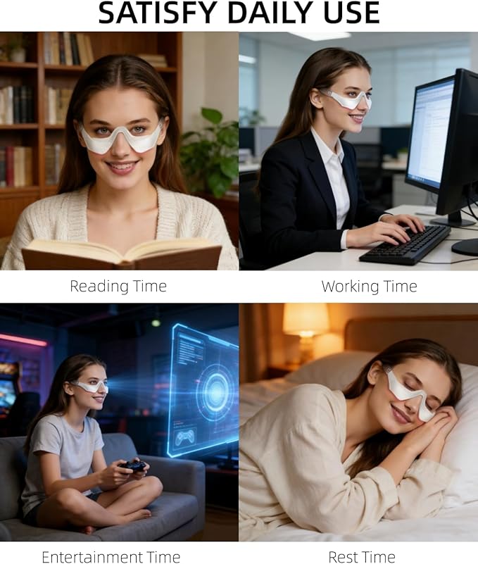 Under Eye Red Light Therapy Glasses, Red Light Therapy Device for Eyes, Eye Pods for Eye Bags, Lightweight Eye Massager for Women & Men Gift, Eyepods for Dark Circless Eye Strain