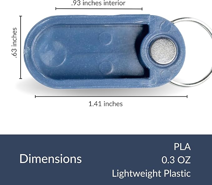 Micro Magnetic Keychain Pill Holder - Compact, Durable, Lightweight with Sleek Minimalist Design - Secure, Discrete, Portable Pill Holder Keychain for Everyday Use (Cobalt)