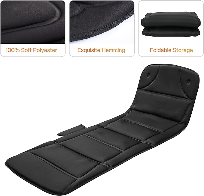 CILI Full-Body Vibration Massage Mat, 10 Motors & 5 Modes, Heated Back Massager Pad for Bed/Chair, Auto Shut-Off, Ideal Gift for Men & Women - Black