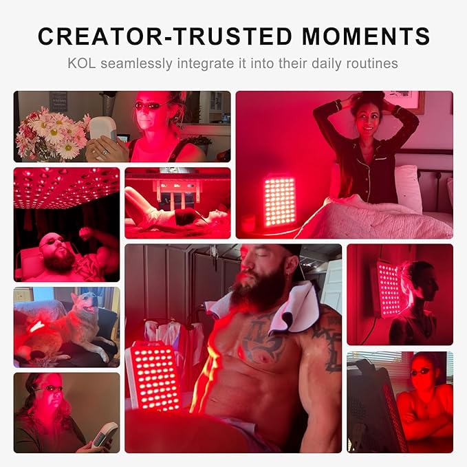 Red Light Therapy, 630/660/810/830/850nm 5 Wavelengths Red Near Infrared Light Device with 60 Dual Chip Clinical Grade LEDs, Remote Control, Timer for Face, Body, Pain Relief, BO-300 (White)