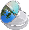 Nipichsha Pill Box, Small Pill Case for Purse & Pocket, Cute Travel Medicine Organizer, Portable Medicine Container Holder to Hold Vitamins, Medication, Fish Oil & Supplements, Happy Beach