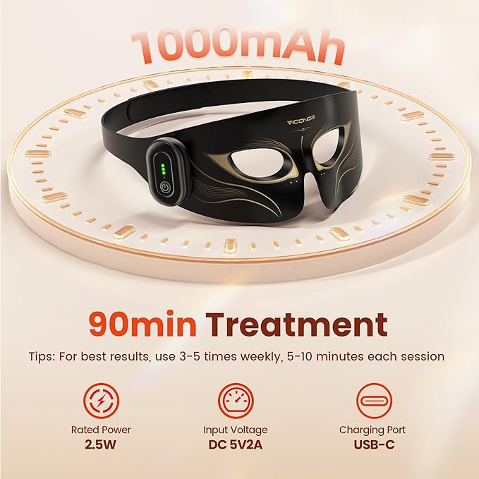 Red Light Therapy for Eyes, Infrared Red Light Therapy for Eye Bag, No Light Leakage 630nm Red Light & 850nm Infrared Red Light Therapy Device for Wrinkles, Red Light Eye Mask with Rechargeable Remote