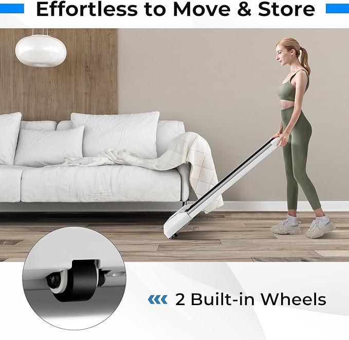 GYMAX Walking Pad, 2.25HP Under Desk Treadmill with LED Display, Remote Control & 7-Layer Belt, Compact Portable Jogging Running Machine for Home Office Small Space