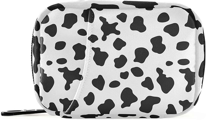 Daily Vitamin Medicine Organizer Cow Print Travel Pill Organizer Daily Medicine Container Twill Pill Case Bag