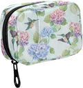 Fustylead Cute Hummingbirds and Hydrangea Floral Pill Organizer for Purse, Weekly Portable Pill Box with Zipper to Storage Vitamins Fish Oils Medications Supplements