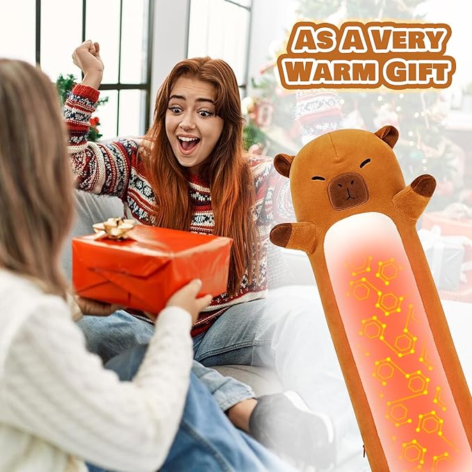 Capybara Heating Pad-USB Heated Plush Stuffed Animals for Period Cramps and Menstrual Pain Relief,20” Portable Electric Heating Pad,Built-Pocket Plushie for Women Mom Girls Birthday Gifts