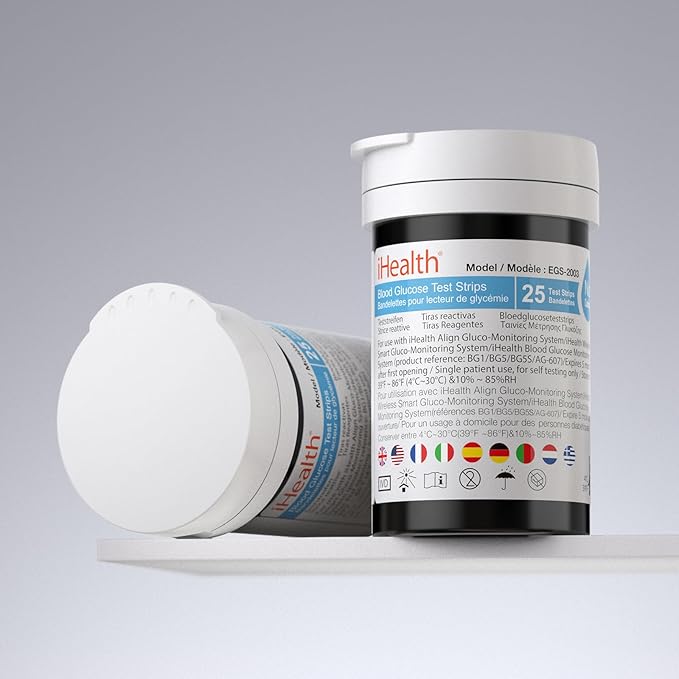 iHealth Blood Glucose Test Strips (50 Count), No Coding Blood Sugar Test, Precision Sugar Measurement for Diabetics, Strips Work Only in iHealth Glucose Meters